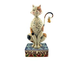 Jim Shore Cat Figurine "Vigilance" With Bell Tail 6" Tall Handcrafted Polyresin